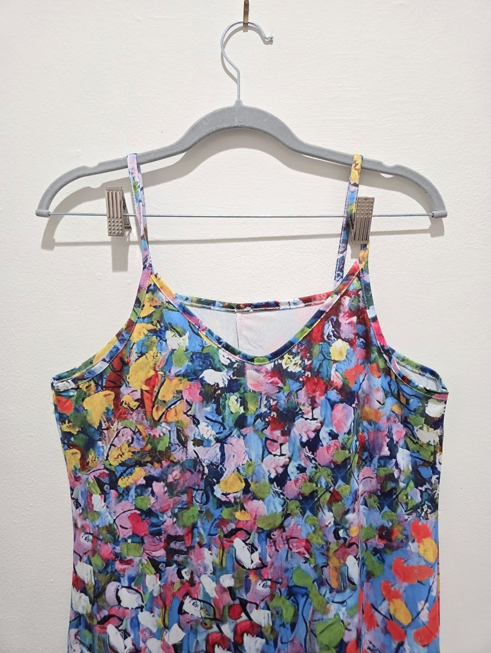 Multicolor Floral Strappy Sleeve V-Neck Long Slip Dress Size M